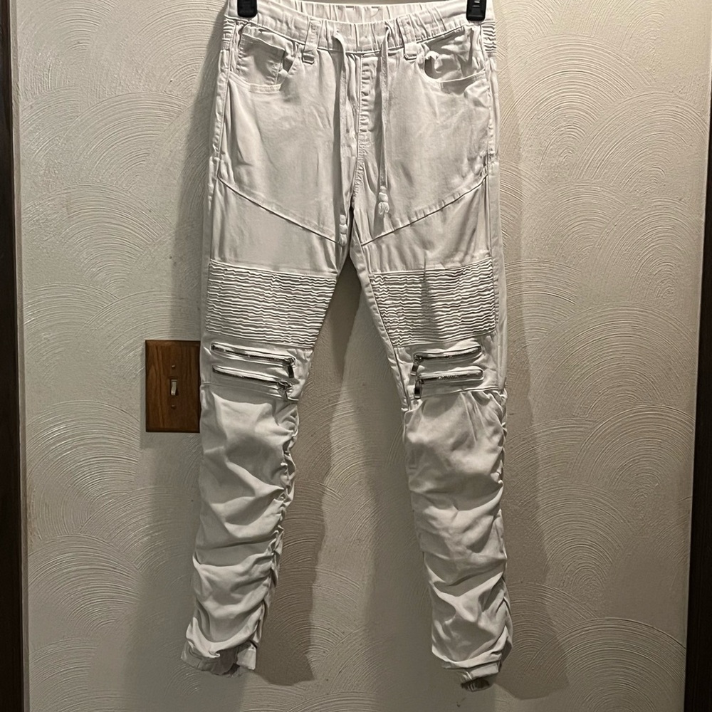Victorious Men’s Zipper Knee Scrunch Stacked Biker Twill Joggers. Size Small.